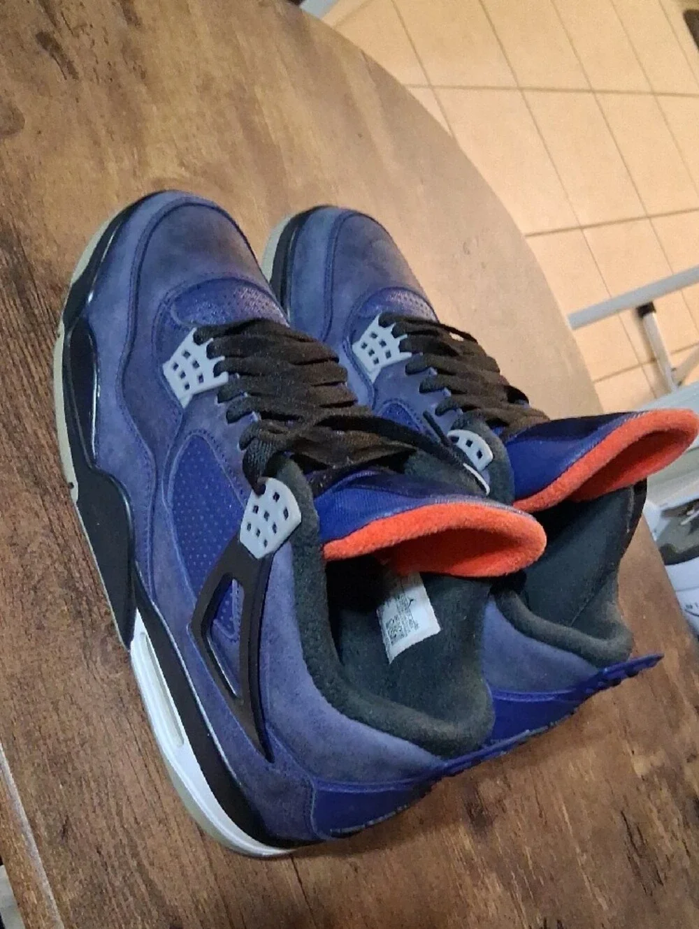 Jordan Men's Navy and Orange Suede High-Top Sneakers